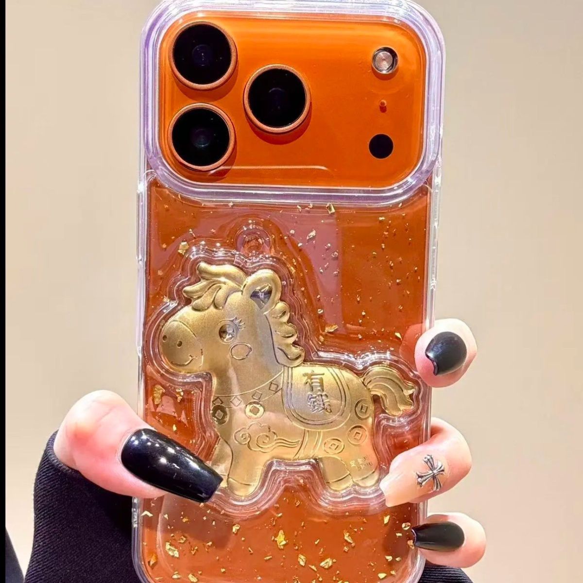 Creative Glue Gold Foil Will Make You Rich Immediately. New Year Model Suitable for Apple 17 Mobile Phone Case 15Pro High Appearance Value 16Pm