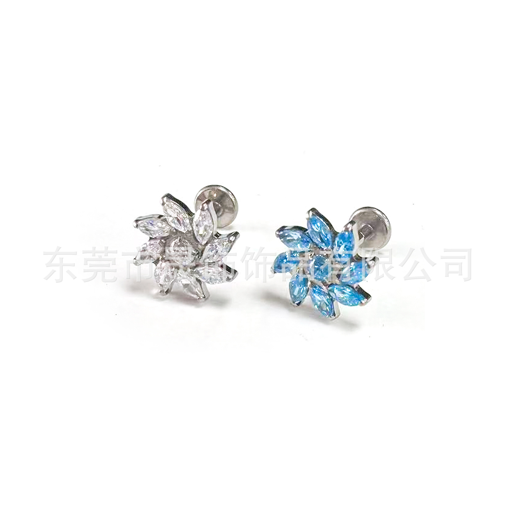 F136 Titanium 旋转风车 Ear Stud Flower Ring 型 Helix Cartilage Stud G23 Implant Grade Titanium Cubic Zirconia Labret Stud Tongue Barbell Piercing Jewelry