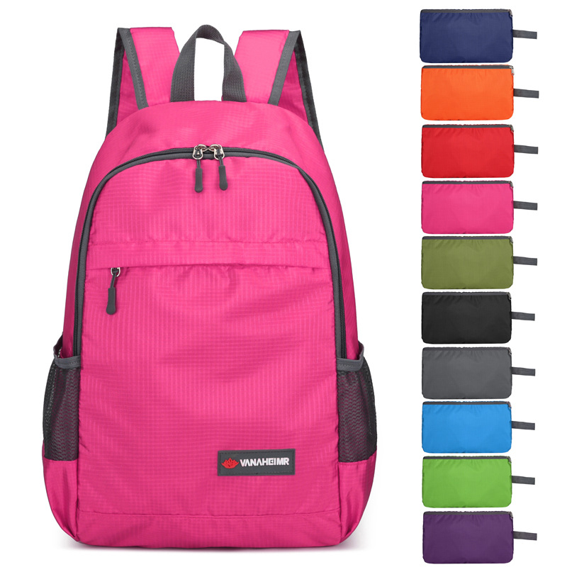 Nueva mochila plegable transfronteriza al aire libre, mochila portátil de viaje, mochila deportiva de viaje, impresión de moda