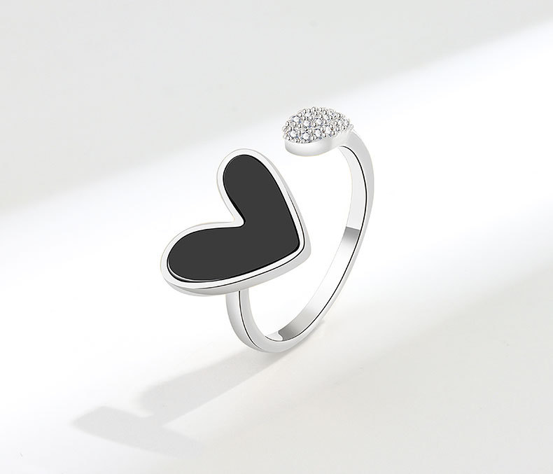 Fashion Heart Shape Copper Inlay Zircon Rings 1 Piece