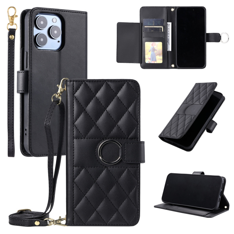 Chanel-Style Crossbody Phone Case Suitable for Apple 16, Diamond Pattern Card Slot Flip Cover Leather Case for Women with Lanyard Shoulder Strap, in Stock Chanel-Style Crossbody Phone Case Suitable for Apple 16, Diamond Pattern Card Slot Flip Cover Leather Case for Women with Lanyard Shoulder Strap, in Stock