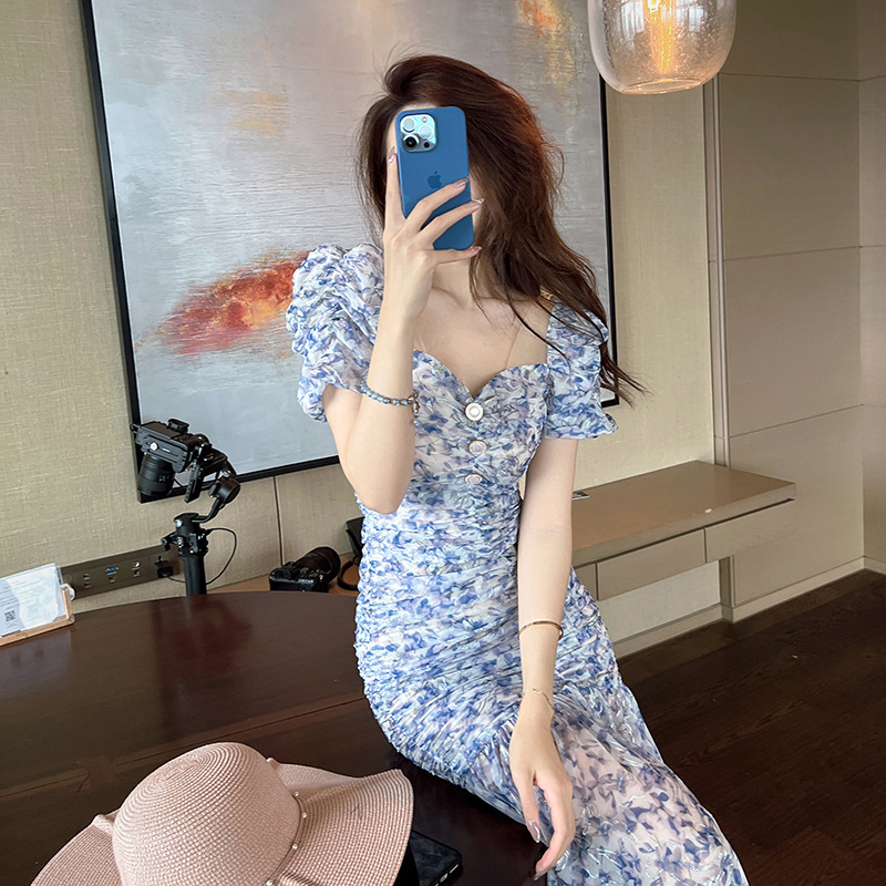 C1663 1200K VÁY ĐẦM LIỀN THÂN NỮ CHOTDNG TAY PHỒNG MÙA HÈ HỌA TIẾT HOA THỜI TRANG NỮ G04 SẢN PHẨM MỚI