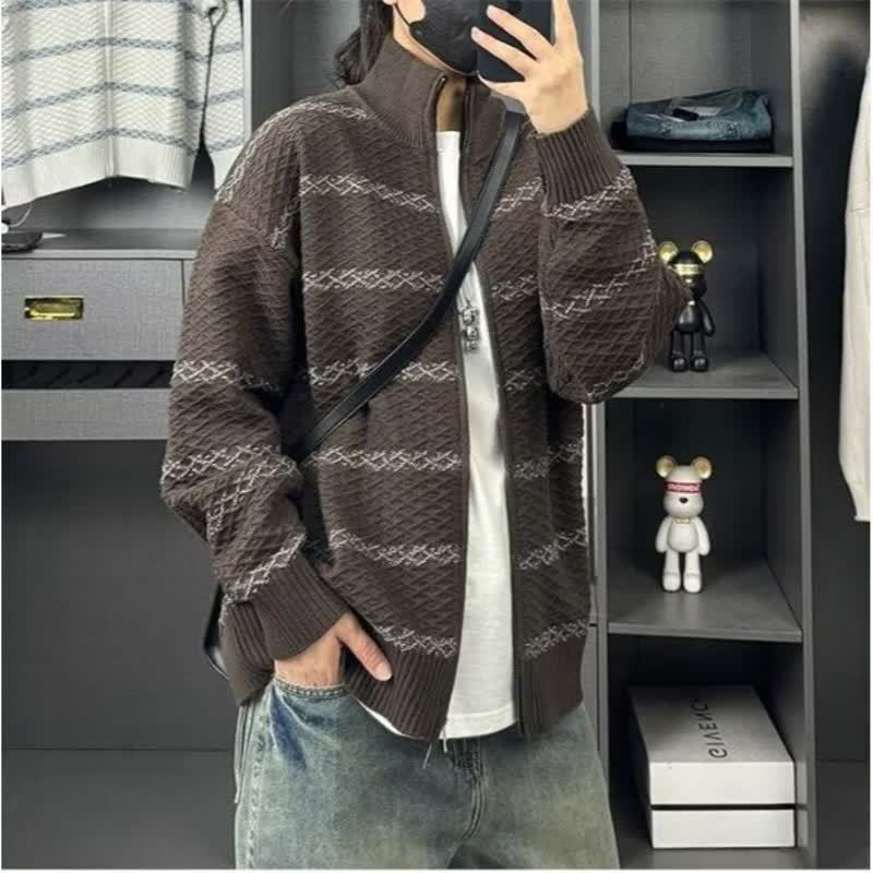 Nuevo estilo japonés otoño-invierno hombre casual universal cuello alto jersey suéter de punto calidad de moda simple moda Harajuku