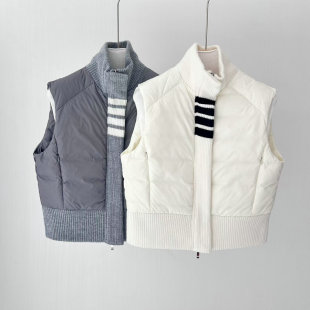 24 autumn and winter TB four bars academic style down vest sheep wool stitching white goose down collar zipper vest coat women