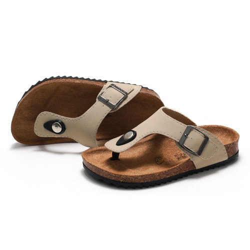 2024 Spring Children's Unisex Soft Cork Slippers, Boken Slippers, One-piece Slippers, Herringbone Slippers, Trendy Beach Slippers, Korean Style, Slip-on