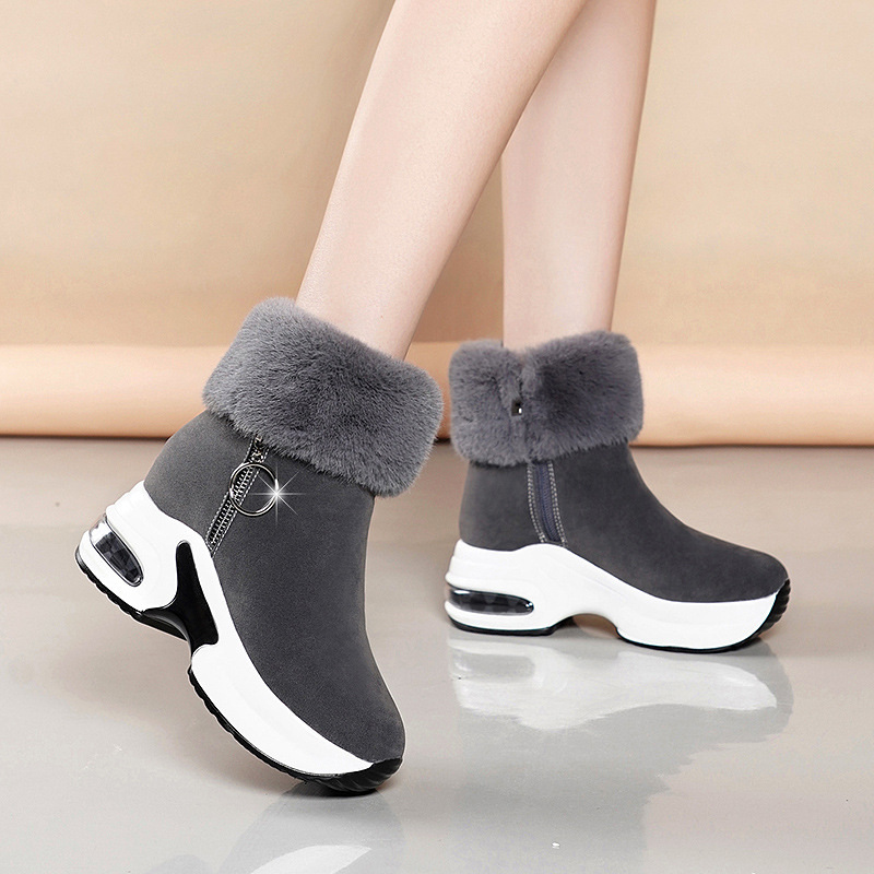 雪地靴女2023冬季新款韩版翻毛短筒加绒保暖增高棉靴潮一件代发