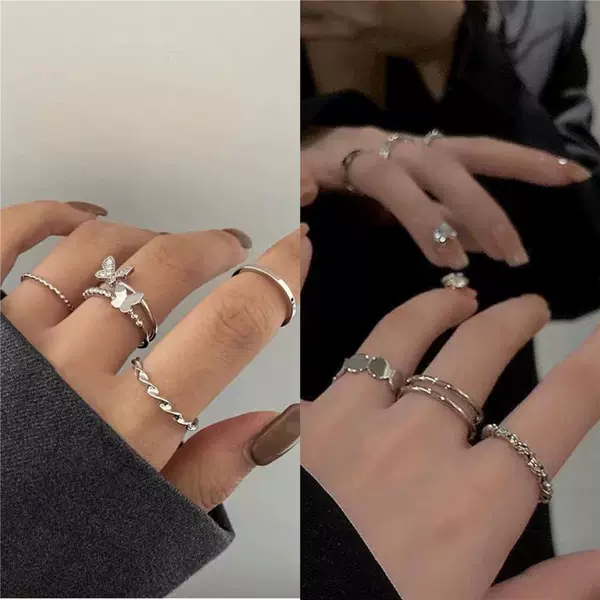 Korean-Style Ins Butterfly Ring for Women, Vintage Niche Design, Versatile 925 Silver Adjustable Open Ring for Men