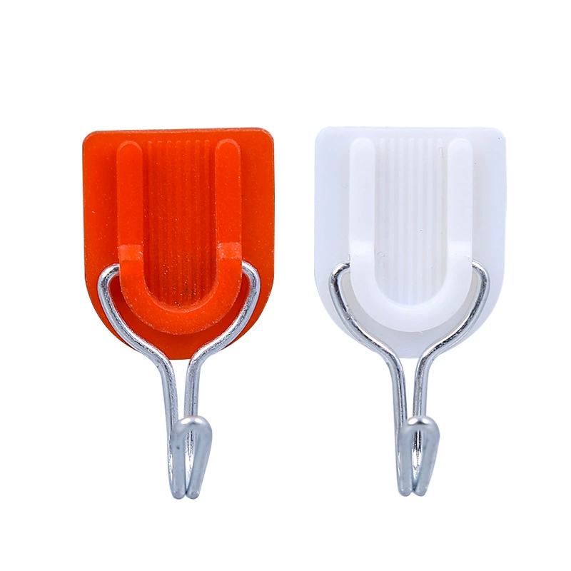 Self-Adhesive Plastic Wall Hook for Clothes & Towels, No-Punch Install, Dorm/Home, Red/White/Gold Options