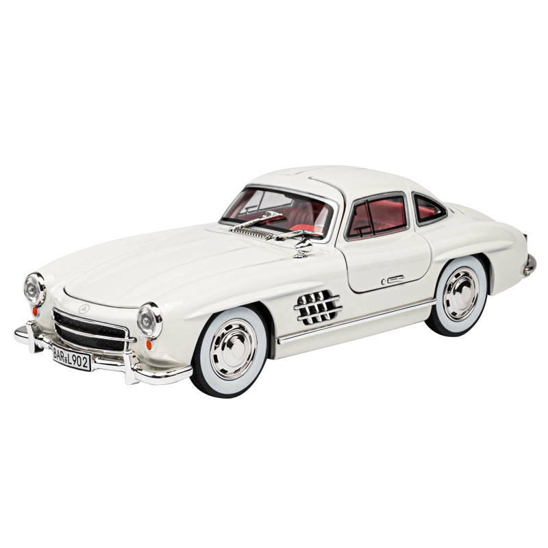 Coche clásico retro nostálgico Ben 300SL, modelo de coche deportivo con puerta de ala de gaviota artificial, adornos decorativos, artesanías, 1/24