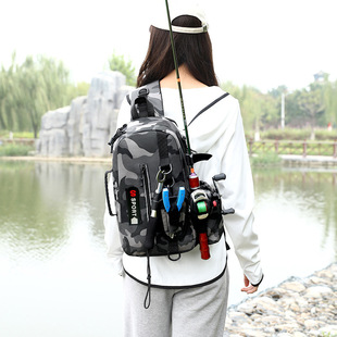 Luya Bag, One-Shoulder Diagonal Luya Rod Bag, Portable Chest Bag, Multi-Functional Waterproof Waist Bag, Fishing Storage Fishing Gear Bag