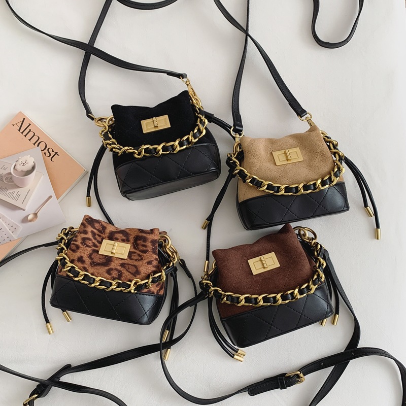 New Korean Version Mini Children's Bucket Bag Frosted Leather Handbag Crossbody Parent-Child Style Small Bag Women's Bag Wholesale