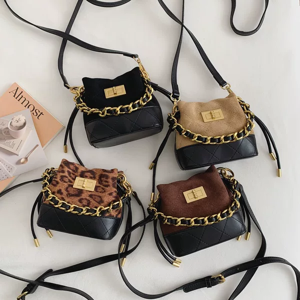 New Korean Version Mini Children's Bucket Bag Frosted Leather Handbag Crossbody Parent-Child Style Small Bag Women's Bag Wholesale