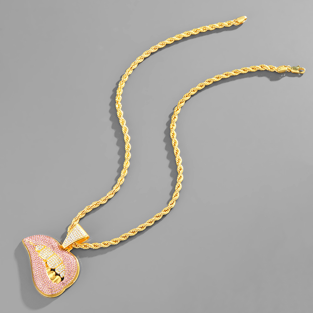 European and American hip hop sexy lips pendant accessories