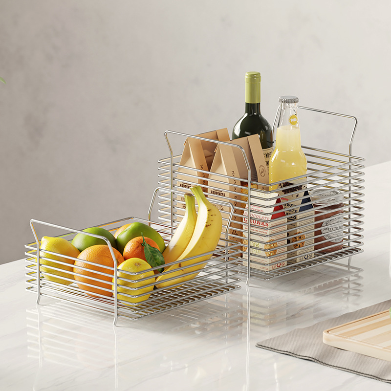 304 ステンレス鋼の収納バスケットは、キッチンの果物と野菜の収納ラック、野菜バスケット、カウンタートップの収納バスケットとして積み重ねることができます。