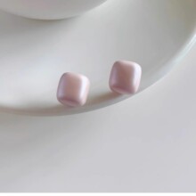 珐琅小方糖耳钉纯银针女士耳环2025新款爆款高级感小众粉色耳饰品