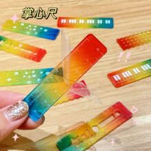 炫彩渐变掌心尺糖果色m5手帐本迷你便携刻度尺高颜值透明波浪直尺