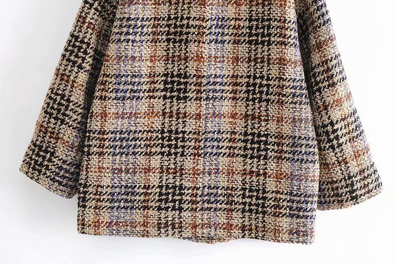 autumn and winter retro plaid stitching jacket coat nihaostyles wholesale clothing NSAM82197