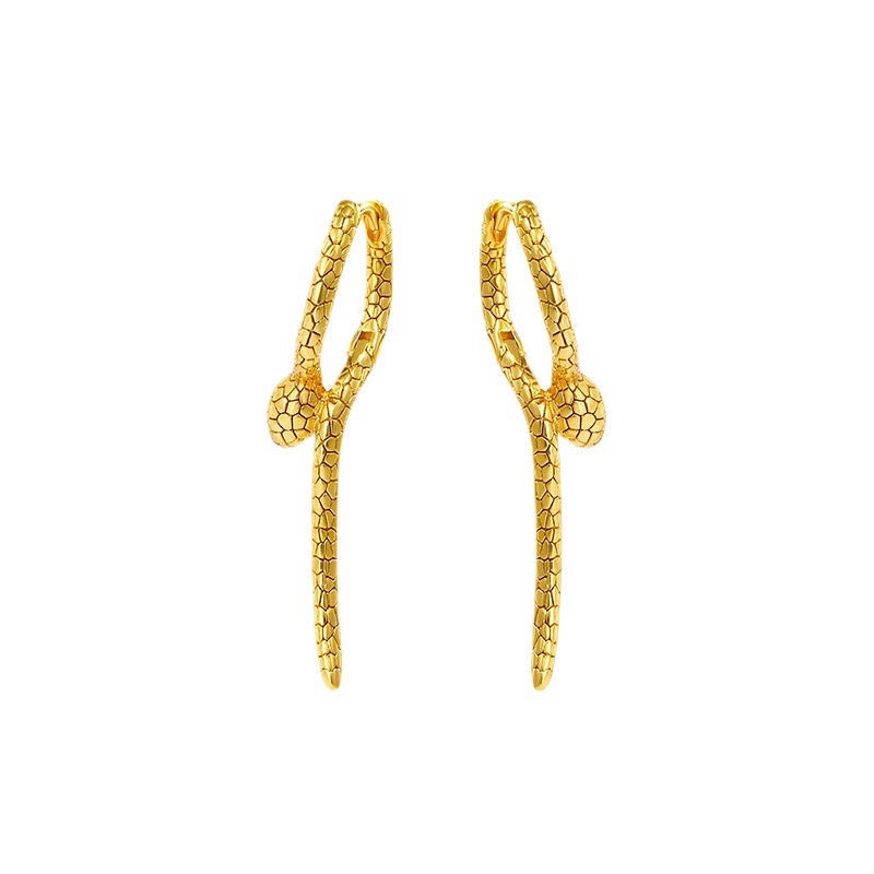 Joyas Xuping retro personalidad europea y americana serpiente cruzada alrededor de pendientes de serpiente ágiles temperamento frío pendientes de moda