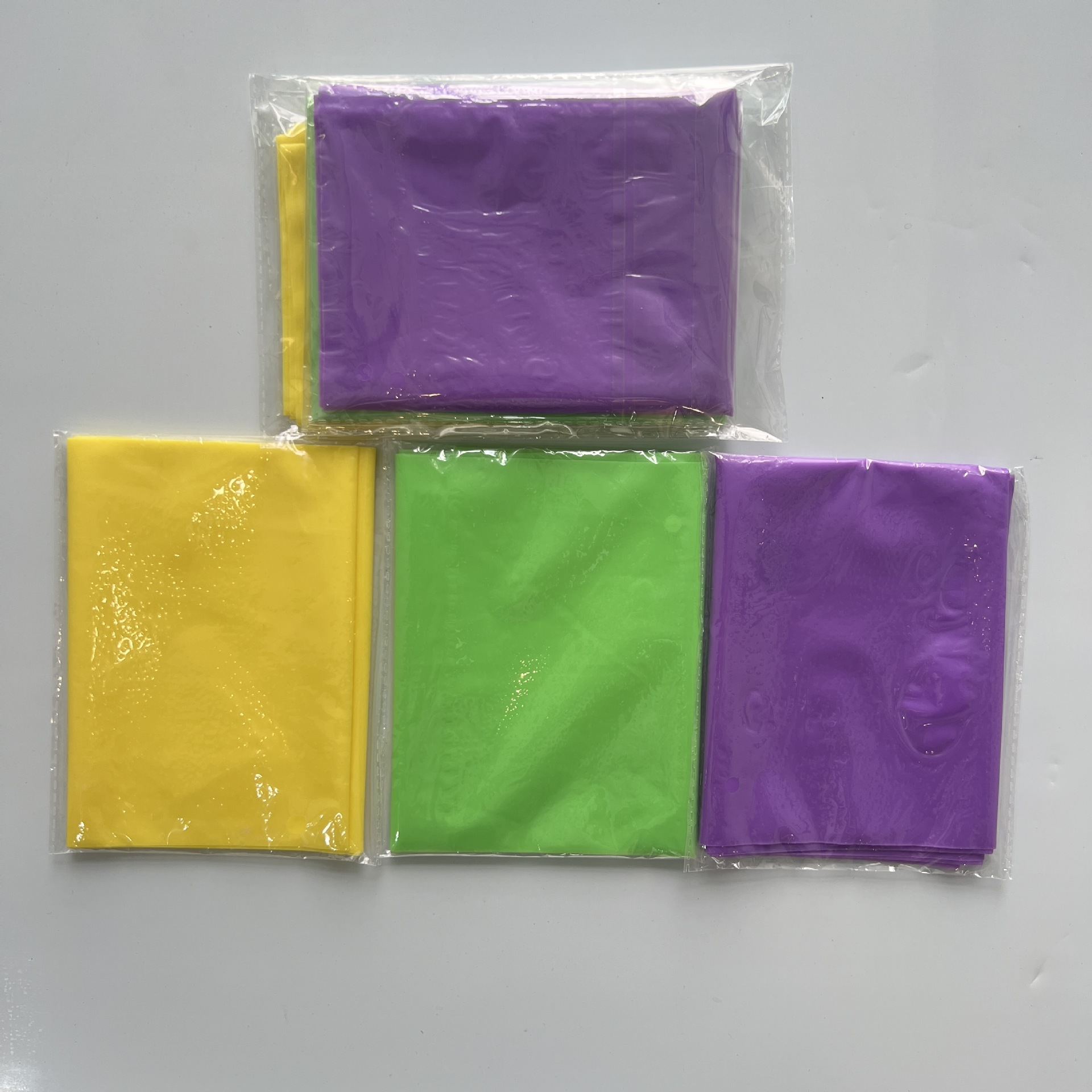 Three packs of green+yellow+purple