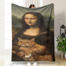 数码印花可爱萌系趣味猫咪法兰绒毛毯家居卡通沙发盖毯披毯午睡毯