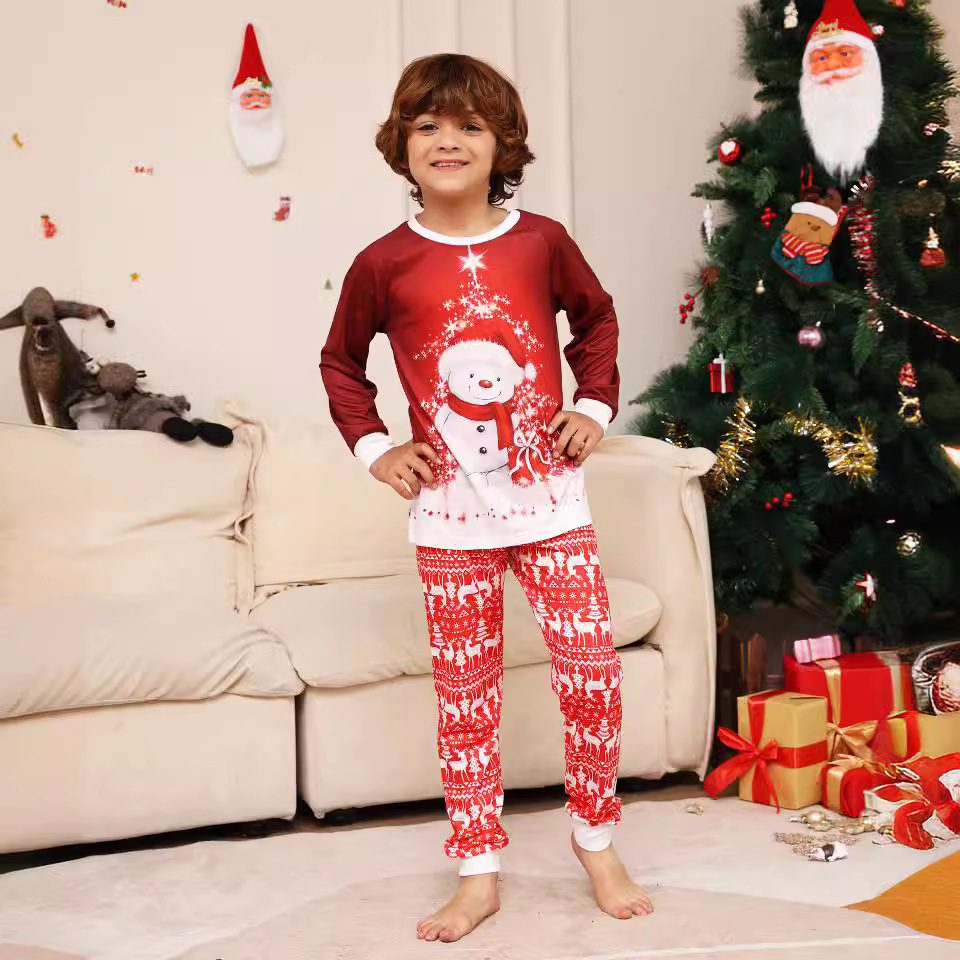 Christmas Cartoon snowman Deer Christmas family dress printed homestays pajamas_viptrois.com