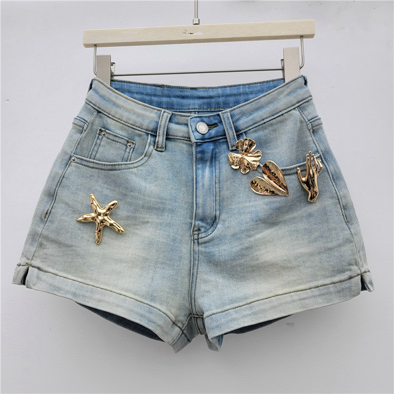 Pantalones Cortos de Mezclilla A-Line para Mujer Cintura Baja image 3