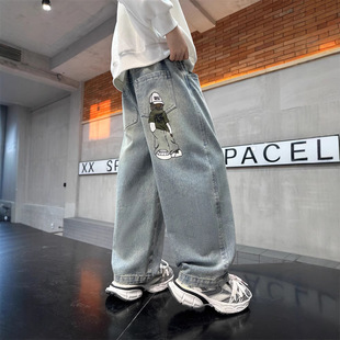 Boys' Denim Pants Spring and Autumn 2025 New Spring Big Children's Spring Dress Boys Casual Fried Street Duffians Handsome Fashion