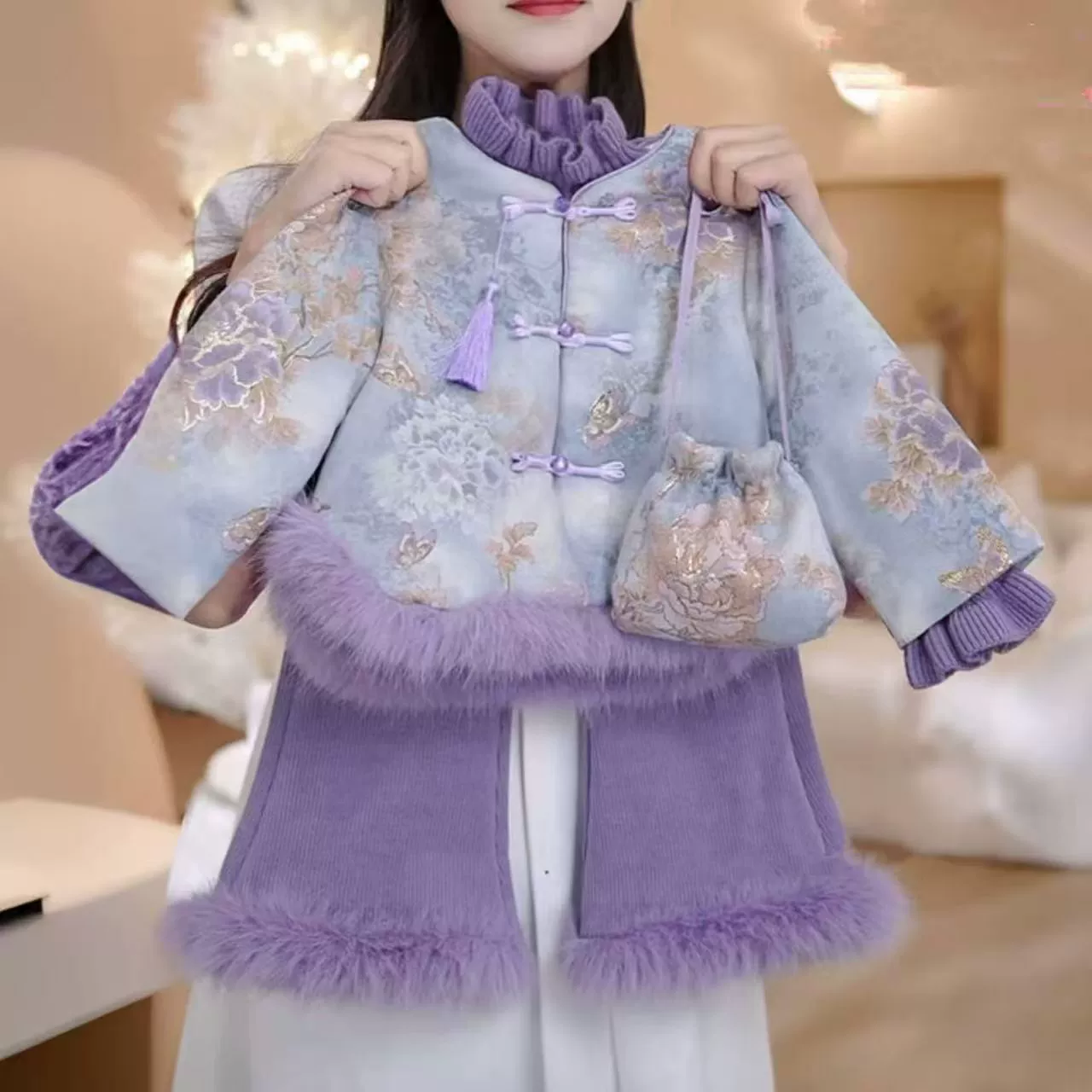 Warm demi-season Hanfu, children's set, children's clothing, Chinese style, increased thickness
