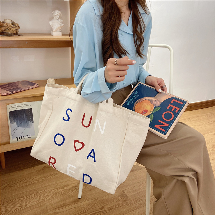 03295 Casual canvas bag, cute girl Japanese style bag, Harajuku chic student large capacity single-shoulder bag Application Scenario