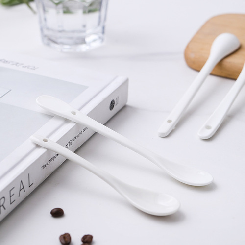 Ceramic mini spoon household commercial tableware spoon coffee spoon dessert spoon stirring spoon spoon condiment spoon