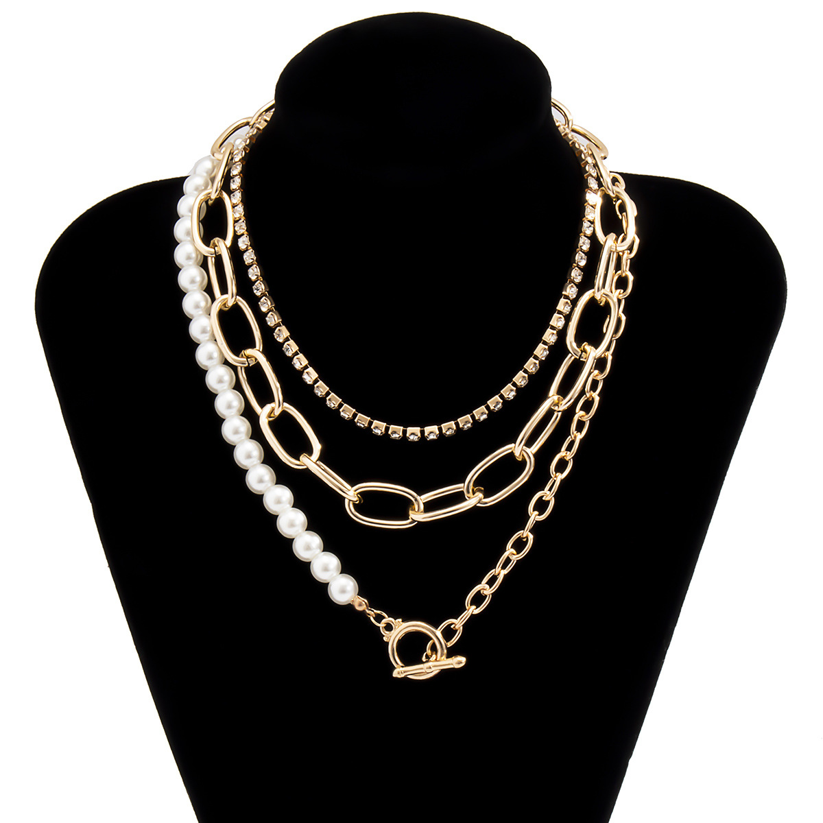 retro baroque imitation pearl geometric necklace