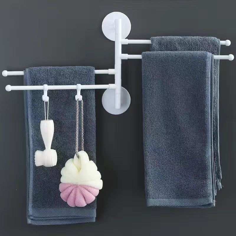 Rack de toallas sin agujeros giratorios varilla de toallas estante de ropa multicapa de baño varilla colgante rack de toallas de baño