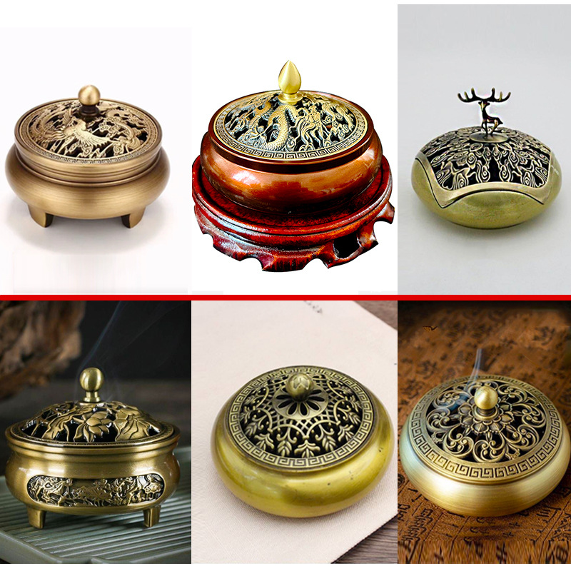 黄铜合金香炉家用室内檀香盘香炉香篆熏香炉香道创意摆件厂家直销