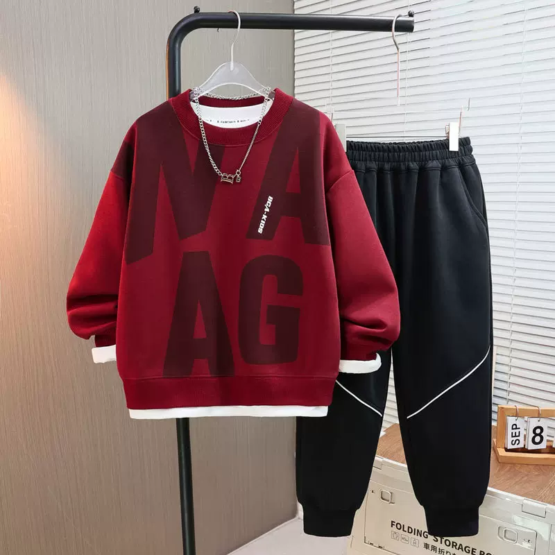 男童卫衣套装2024秋装新款运动衣两件套韩版中大童休闲衣服男童装