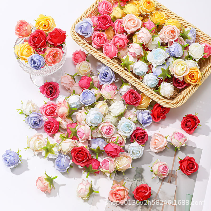 Artificial rose flower heads, small flower heads, floral headwear, garlands, hairpins, photo props, decorative flowers, tea table flower buds Artificial rose flower heads, small flower heads, floral headwear, garlands, hairpins, photo props, decorative flowers, tea table flower buds