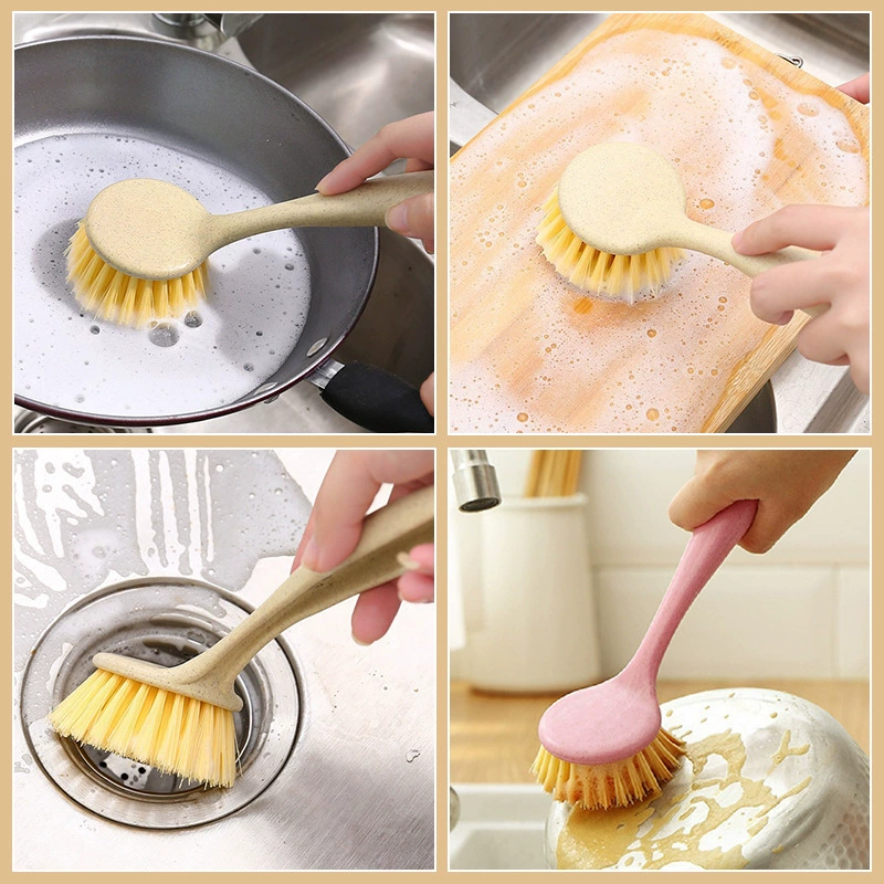 Кухонная щетка для мытья посуды из пшеничной соломы и мойки кастрюль, можно повесить на духовку, чистящая щетка для плиты, не повреждает кастрюлю и не прилипает к маслу, длинная рукоятка