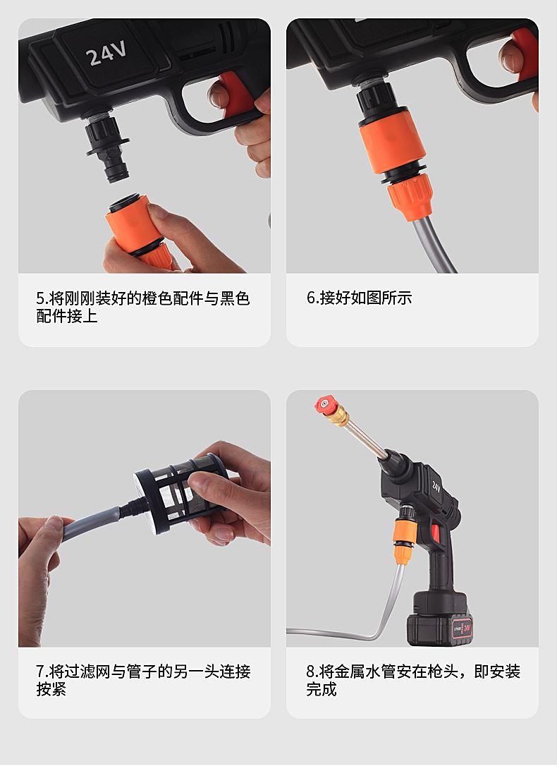 Cross-border foreign trade wholesale wireless lithium-ion high-pressure water gun, lithium-ion car washing machine, household turbo floor cleaner, direct from the factory