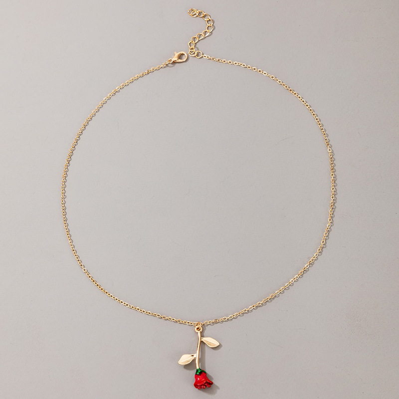 Valentine's Day Rose Alloy Single Simple Love Aluminum Necklace Clavicle Chain Wholesale display picture 9