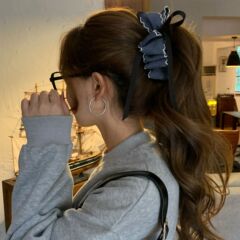 韩国复古设计云朵牛仔蓝发夹头饰2025新款高级感马尾香蕉夹发饰女