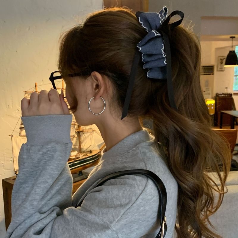 韩国复古设计云朵牛仔蓝发夹头饰2025新款高级感马尾香蕉夹发饰女|undefined