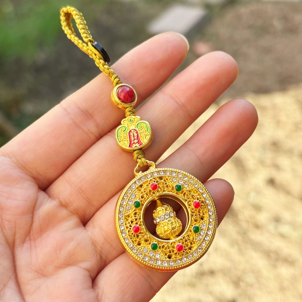 1129 Móc khóa dây vàng Fulu Thần Tài Năm Chiều