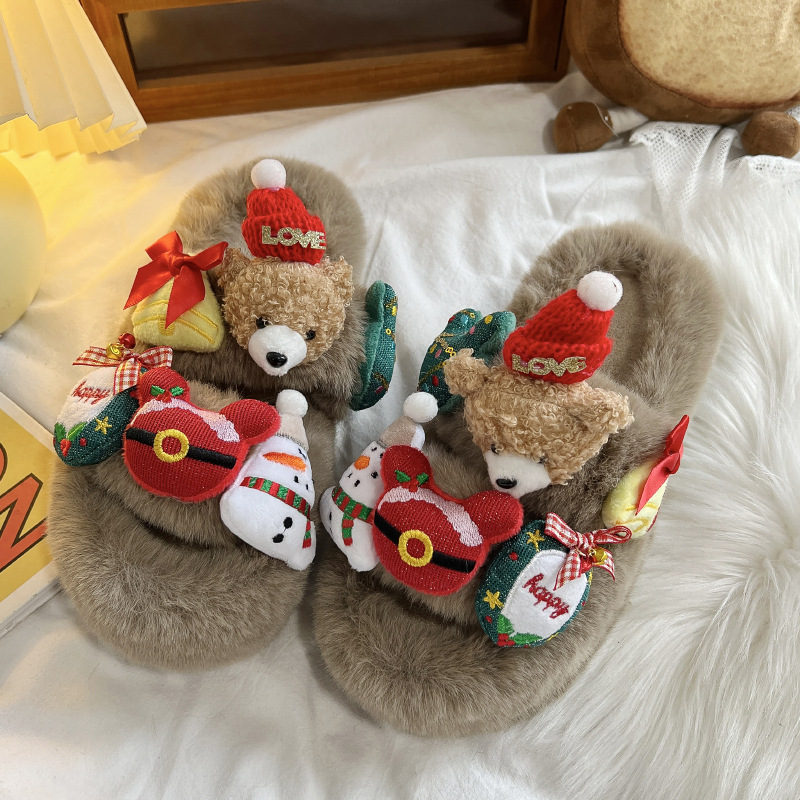 Dam Plysch Fleece Justerbar Höst Sovrum Utomhus Bekvämt Mysigt Halkfritt Hus Skor Tofflor_voghion.com