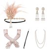 1920s flapper headband feather hair dance party party band earrings necklace glove