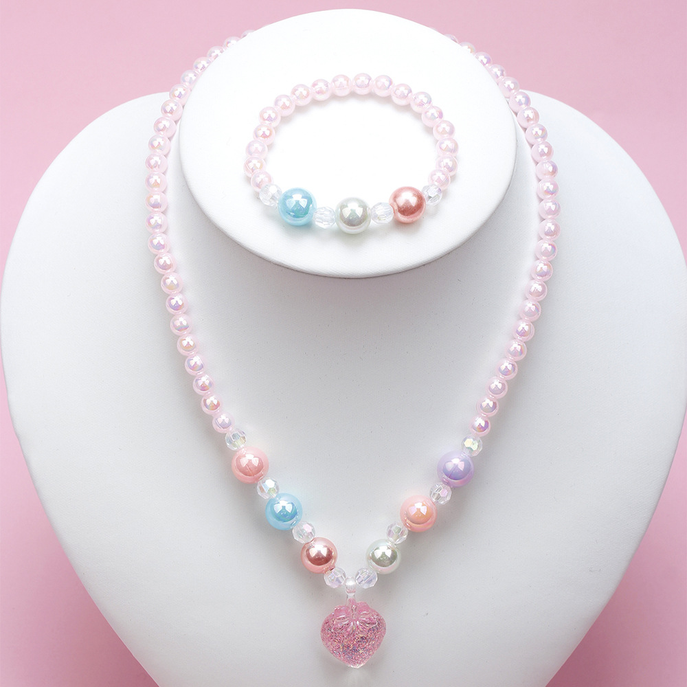 Mignon Fraise Cristal Artificiel Résine Perlé Filles Collier display picture 11