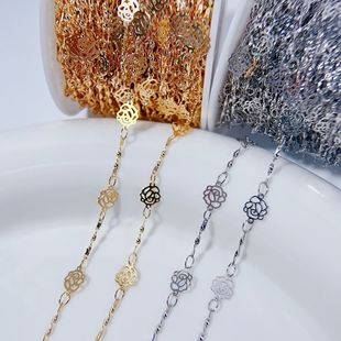 DIY jewelry material rose piece twist stick handmade chain earrings necklace glasses chain accessories copper color retaining chain