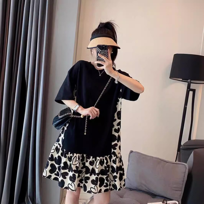 Maternity Dress Summer Large Size Love Dress Summer New Korean Style Floral Dress Pregnant Women's Dress Maternity Dress Summer Large Size Love Dress Summer New Korean Style Floral Dress Pregnant Women's Dress