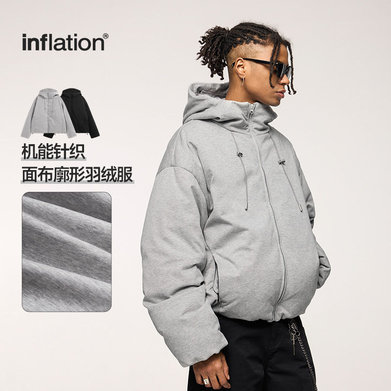 捷展男装|机能针织面布廓形羽绒服2024秋冬新品90绒纯色连帽外套