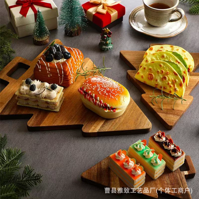 Деревянная рождественская елка разделочная доска Кухонная разделочная доска праздничная атмосфера разделочная доска Домашняя фруктовая разделочная доска милая мультипликационная тарелка
