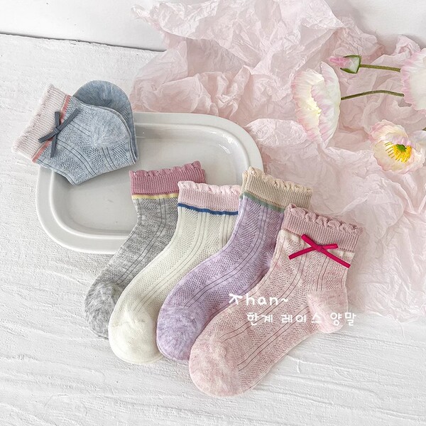 Girls' short socks in spring and summer thin mesh socks breathable…