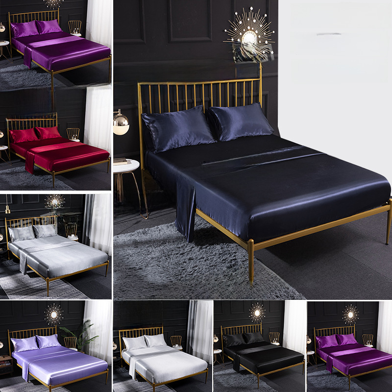 Wish Home Ice Silk Bed Sheet Silk Satin Satin Pillowcase Imitation...